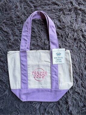 Trader Joe's Mini Canvas Tote in Lavender & Cream